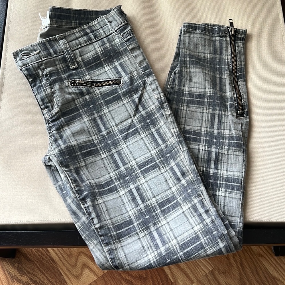 Current/Elliott Soho Zip Stiletto Plaid Denim - Size 0 (26)